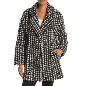 Catherine Malandrino Faux Shearling Houndstooth Boucle Coat